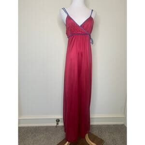 Vintage Gossard Burgundy Blue Nightgown Sz Medium Glam